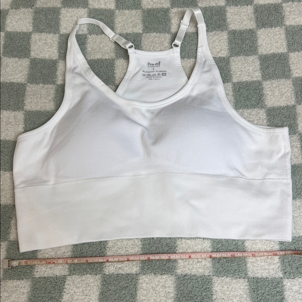 NWOT Pro-Fit White Racerback Sports Bra Sz L